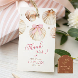 Mädchen Rosa Schleife Muschel Baby Shower Geschenk Geschenkanhänger