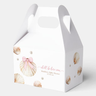 Mädchen Rosa Schleife Muschel Baby Shower Geschenkschachtel