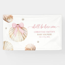 Mädchen Rosa Schleife Muschel Baby Shower Großes B Banner