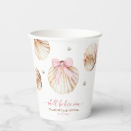 Mädchen Rosa Schleife Muschel Baby Shower Papierbe Pappbecher