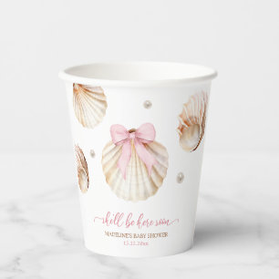 Mädchen Rosa Schleife Muschel Baby Shower Papierbe Pappbecher