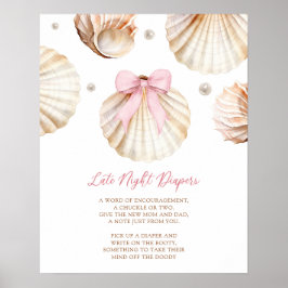 Mädchen Rosa Schleife Muschel Baby Shower Später W Poster
