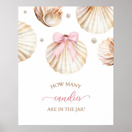 Mädchen Rosa Schleife Muschel-Baby-Shower-Spiel-Sc Poster