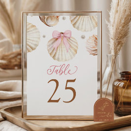 Mädchen Rosa Schleife Muschel Baby Shower Tischnum Tischnummer