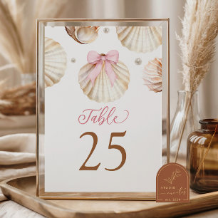 Mädchen Rosa Schleife Muschel Baby Shower Tischnum Tischnummer