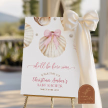 Mädchen Rosa Schleife Muschel Baby Shower Willkomm