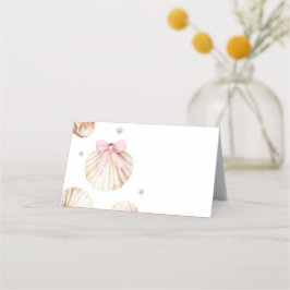 Mädchen Rosa Schleife Muschel Baby Shower Zeltkart Terminkarte