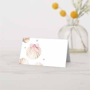 Mädchen Rosa Schleife Muschel Baby Shower Zeltkart Terminkarte