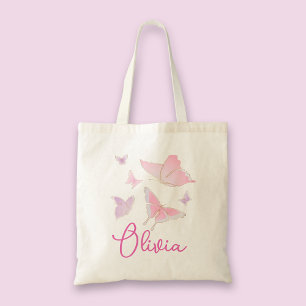Mädchen Rosa Schmetterling Personalisierte Tote Ta Tragetasche