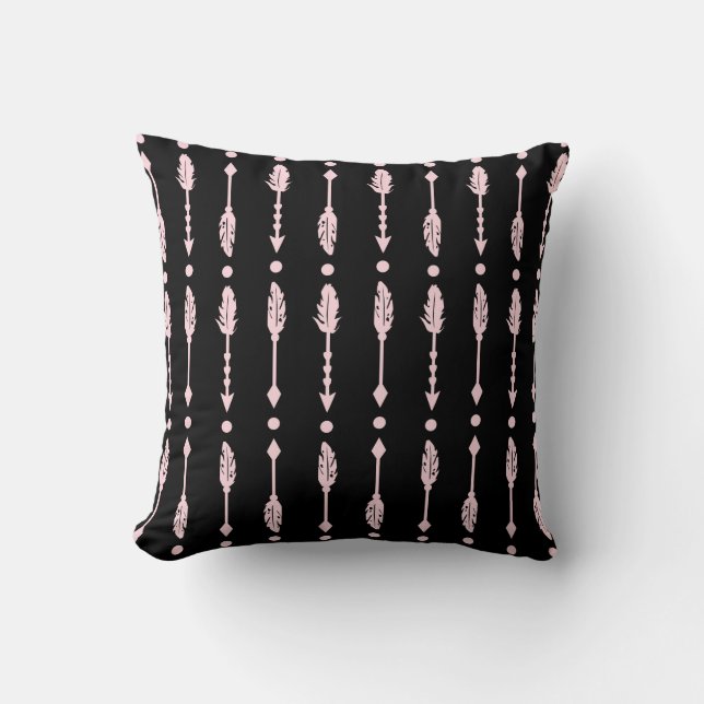 Mädchen Rosa & schwarze Pfeile Boho Chic Schlafzim Kissen (Vorderseite)