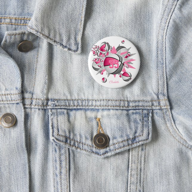 Mädchen rosa Sportgeschenke unter 10 Basketballsta Button (Beispiel)