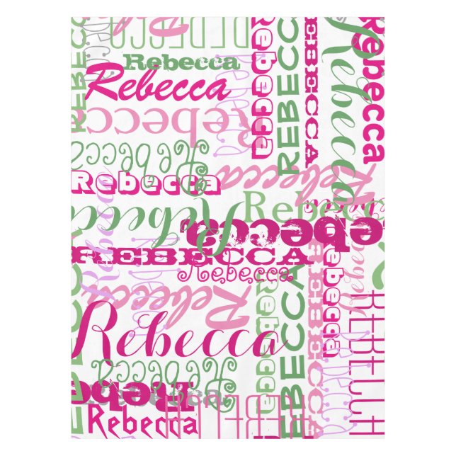 Mädchen rosa und grüne Namenscollage ganz über Tischdecke (Vorderseite)