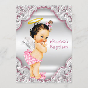 Mädchen Rosa Weiß Engel Mädchen Baby Taufe Einladung