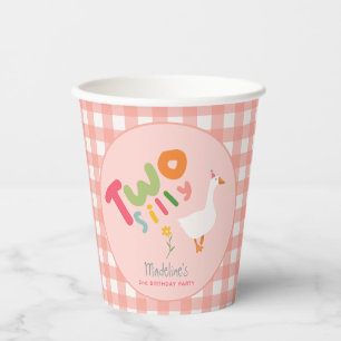 Mädchen Rosa Zwei Alberne Gänse Rosa 2. Geburtstag Pappbecher