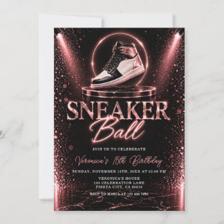 Mädchen Roségold Glamour 16. Geburtstag Sneaker Ba Einladung