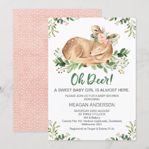 Mädchen Rustic Oh Deer Baby Dusche Einladung