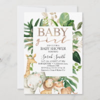Mädchen Safari Baby Dusche aus Gold und grünen Blä