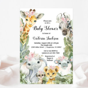 Mädchen-Safari-Baby-Shower-Einladungen Einladung