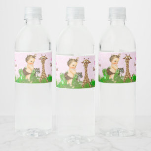 Mädchen-Safari-Baby-Shower-Wasserflaschen-Etikette
