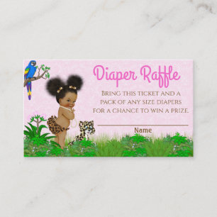 Mädchen-Safari-Baby-Shower-Windel-Raffle-Ticket  Visitenkarte