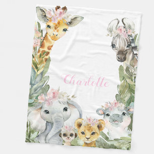 Mädchen Safari Babydecke Fleecedecke