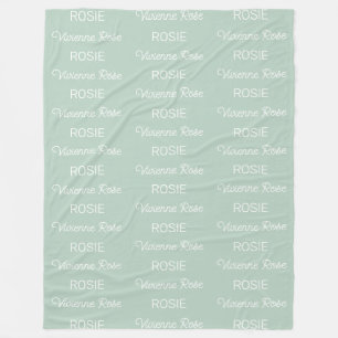 Mädchen Salbeigrün personalisierter Schriftname Fleecedecke
