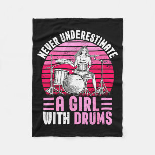 Mädchen Schlagzeugerin Drum Set Schlagzeug spielen Fleecedecke