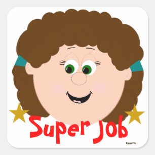 Mädchen sehen sich Super Job Sticker
