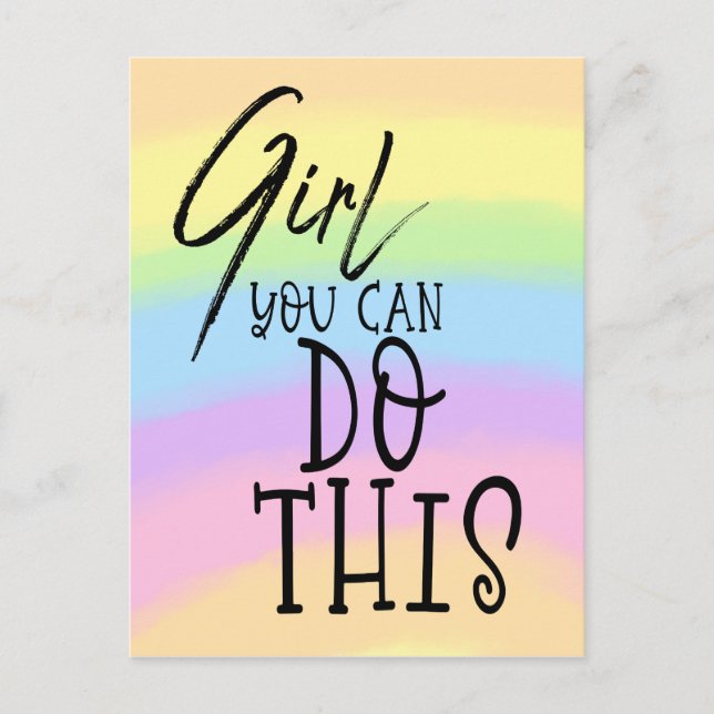 Mädchen Sie können dieses Inspirierend Zitat Rainb Postkarte (Vorderseite)