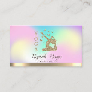 Mädchen Silhouette Ombre Holografischer Yoga-Lehre Visitenkarte