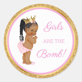 Mädchen sind die Bombe! Bath Gift Etc Pink Gold Runder Aufkleber