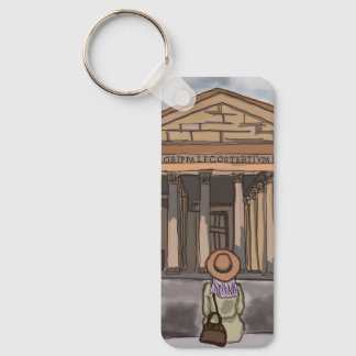 Mädchen sitzt vor Pantheon in Rom. Schlüsselanhänger