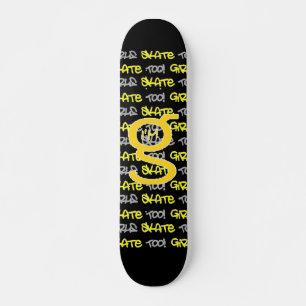Mädchen Skate auch! - Schwarzes Skateboard - (gold