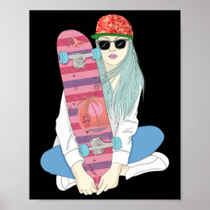 Mädchen Skate Skateboard Skateboarding Machen Eine Poster