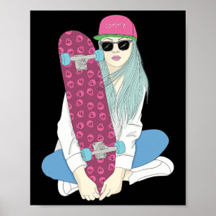 Mädchen Skate Skateboard Skateboarding Machen Eine Poster
