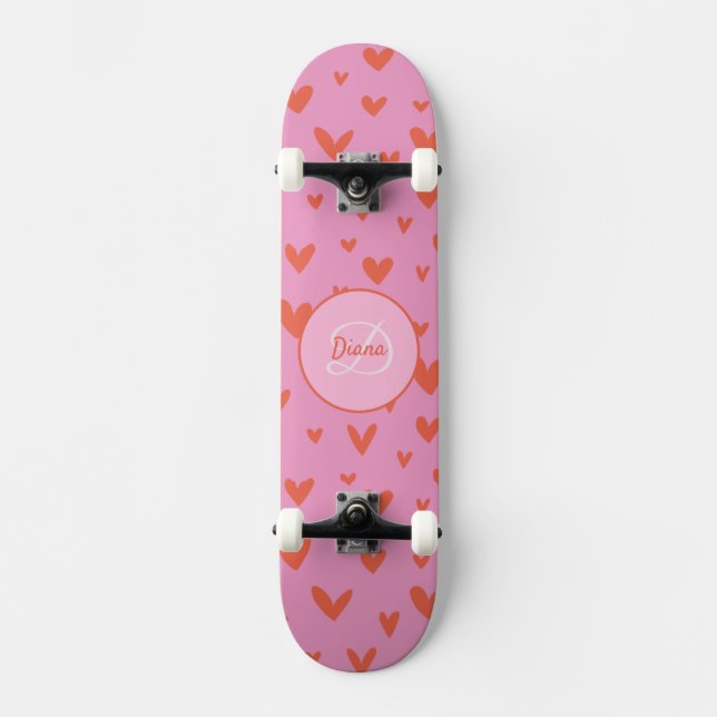 Mädchen Skateboard Monogramm und Name (Vorderseite)