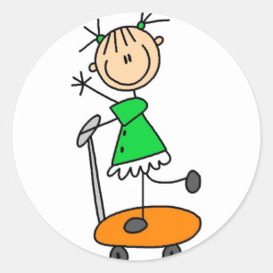 Mädchen-Skateboarding Aufkleber-Aufkleber Runder Aufkleber