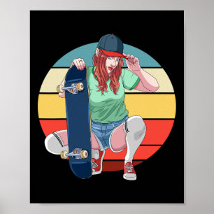 Mädchen Skater Skateboarderin Mädchen Skateboardfa Poster