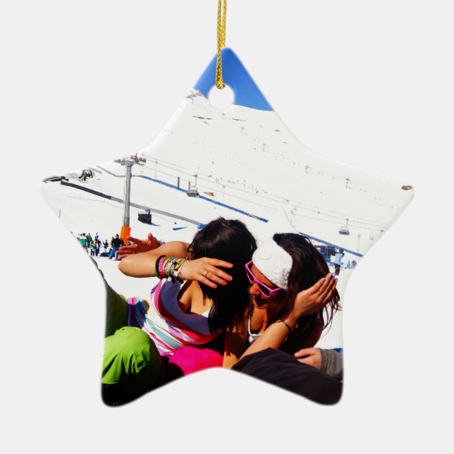 Mädchen-Skisteigung Keramikornament (Vorne)