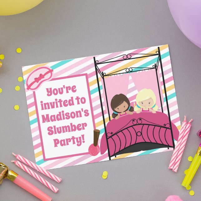 Mädchen Slumber Party Geburtstag Hübsch Pink Sleep Einladung (Von Creator hochgeladen)