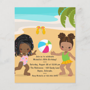 Mädchen Sommer Strand Geburtstagsfeier Flyer