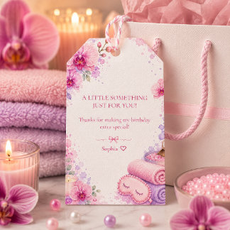 Mädchen Spa-Jama Rosa Lila Geburtstagsgeschenk-Anh Geschenkanhänger