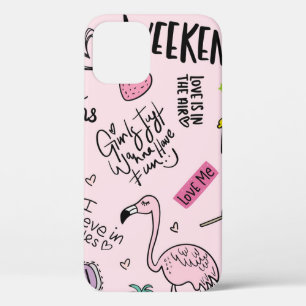 Mädchen-Spaß-Konzept mit Einhorn, Flamingo, Kaktus Case-Mate iPhone Hülle