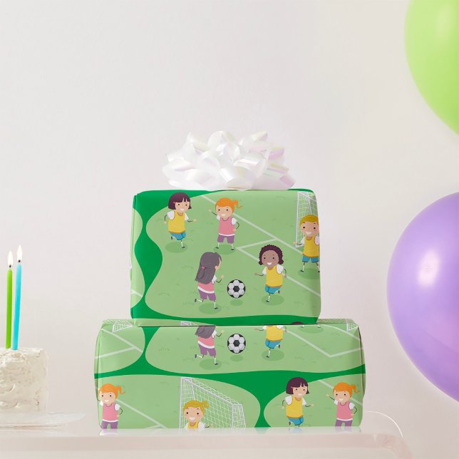 Mädchen spielen Fußball-Wrapping Paper Geschenkpapier (Von Creator hochgeladen)