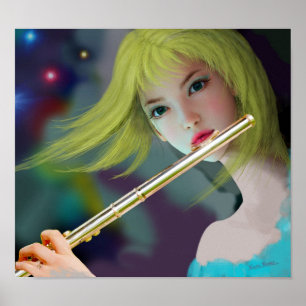 Mädchen spielt Flöte 2 Poster