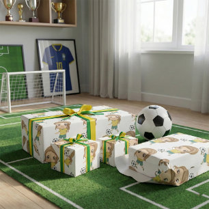 Mädchen spielt Fußball Süße Kindersportarten Geschenkpapier