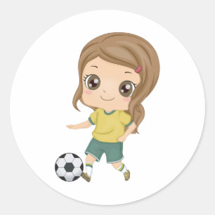 Mädchen spielt Fußball Süße Kindersportarten Runder Aufkleber