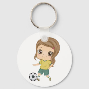 Mädchen spielt Fußball Süße Kindersportarten Schlüsselanhänger