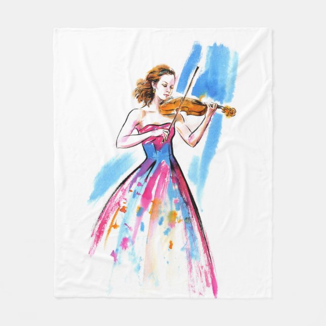 Mädchen spielt Geige Fleecedecke (Vorderseite)