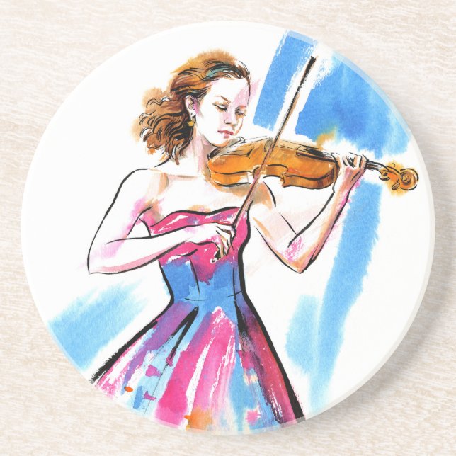 Mädchen spielt Geige Getränkeuntersetzer (Vorne)